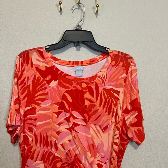 Chico's Red and Pink Patterned Top - Picture 2 of 6